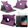 Leather Rotating Case for Asus Google Nexus 7 2012 7" Purple